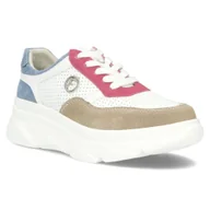 Półbuty damskie - Skórzane sneakersy damskie Filippo DP6108/24 WH FH biały - miniaturka - grafika 1