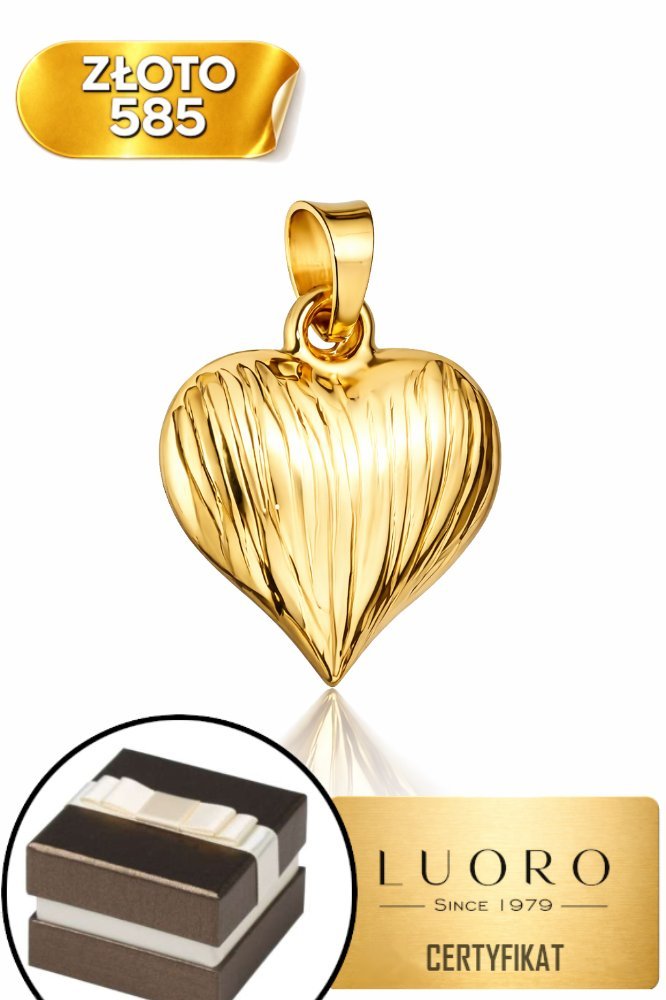 ZAWIESZKA ZŁOTA 585 14K SERCE ŻŁOBIENIA 1,6 CM ŻÓŁTE ZŁOTO ELEGANCKA