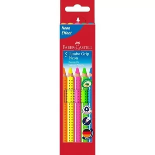 Faber-Castell Jumbo Grip Neon 110994 kredki, 5 szt. w etui 110994 - Kredki, ołówki, pastele i pisaki - miniaturka - grafika 2