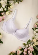 Biustonosze - Biały Koronkowy Biustonosz Push Up w Kropki Frees - miniaturka - grafika 1