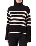 Swetry damskie - VERO MODA Damski sweter z dzianiny VMHAPPINESS LS HIGHNK Pullove GA Boo REP, czarny, XS - miniaturka - grafika 1