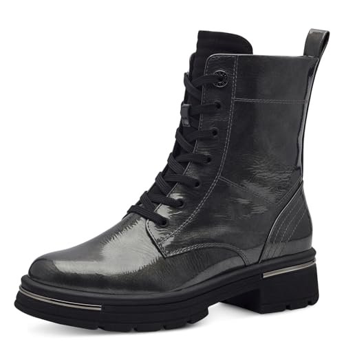 Marco Tozzi Damskie buty Bootie Laced 2-25283-43, modne kozaki, DK.Grey Patent, 37 EU, Dk Grey Patent, 37 EU