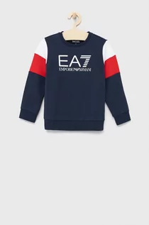 Bluzy damskie - Emporio Armani EA7 EA7 bluza bawełniana dziecięca kolor granatowy z nadrukiem - grafika 1