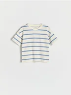 Bluzki dla niemowląt - Reserved - Bawełniany t-shirt w paski - złamana biel - miniaturka - grafika 1