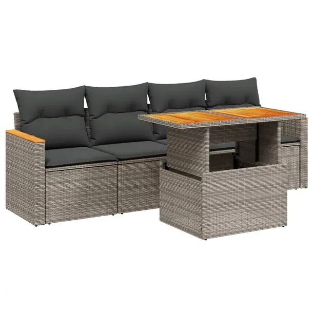 Zestaw mebli ogrodowych modułowych szary rattan PE 62x62x69 cm