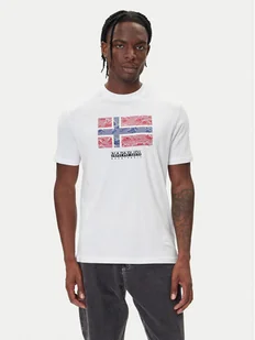 Napapijri T-Shirt S-Drapeau Ss NP0A891K Biały Regular Fit - Koszulki męskie - miniaturka - grafika 1