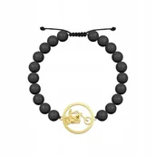 Bransolety męskie - Złota Bransoleta Chopper Męska Perły 925 Prezent GRAWER ŻYCZENIA GRATIS - miniaturka - grafika 1