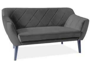 Signal Sofa pikowana KARO 2 VELVET w kolorze czarnym tap. BLUVEL 19, drewniane nogi - Sofy i kanapy - miniaturka - grafika 1
