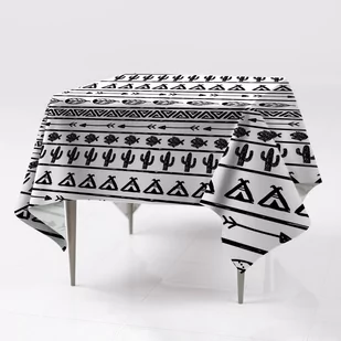 Kolorowy obrus gładki do salonu Boho czarno-biały, Fabricsy - Obrusy i serwetki - miniaturka - grafika 1