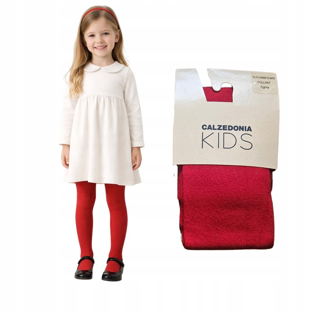 Calzedonia kids rajstopy dziecięce bawełniane bawełna czerwone 10-13 lat