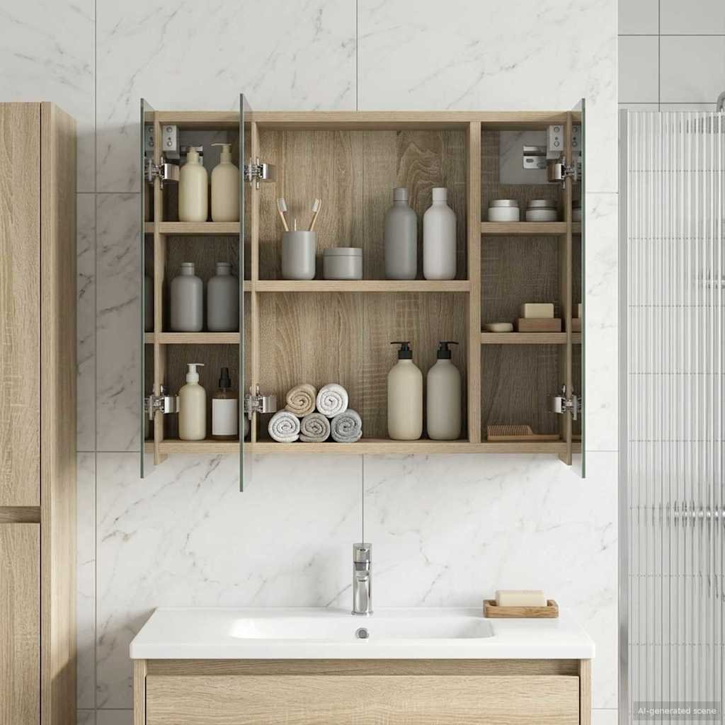 vidaXL vidaXL Szafka z lustrem do łazienki Dąb Sonoma 60 x 14,5 x 50 cm
