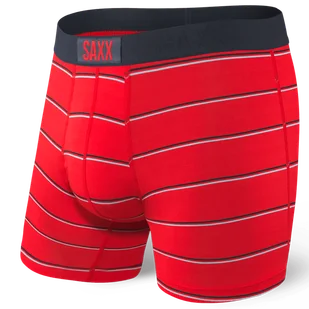 Bokserki męskie szybkoschnące SAXX VIBE Boxer Brief retro paski - czerwone - Majtki męskie - miniaturka - grafika 1