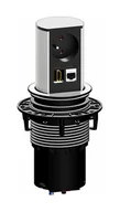 Gniazdka elektryczne - Bachmann Elevator Office1x230V ( uziemienie kołkowe ) + 1xRJ45 + HDMI - aluminium mat - miniaturka - grafika 1