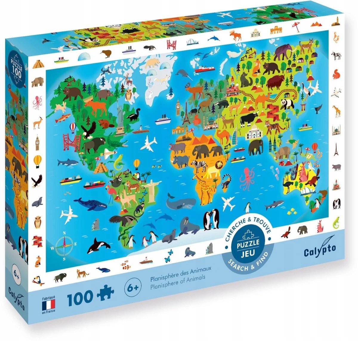 Puzzle obserwacyjne 100 Zwierzęta Świata Calypto