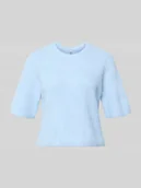 Koszulki i topy damskie - Pudełkowy krój T-shirt z prążkowanej dzianiny z dodatkiem wełny Model 'SILLY' - miniaturka - grafika 1