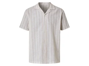 esmara Men Koszula męska z lnem i bawełną (Paski/beżowy, XL (43/44)) - Koszule męskie esmara Men Koszula męska z lnem i bawełną (Paski/beżowy, XL (43/44)) - Koszule męskie - miniaturka - grafika 1