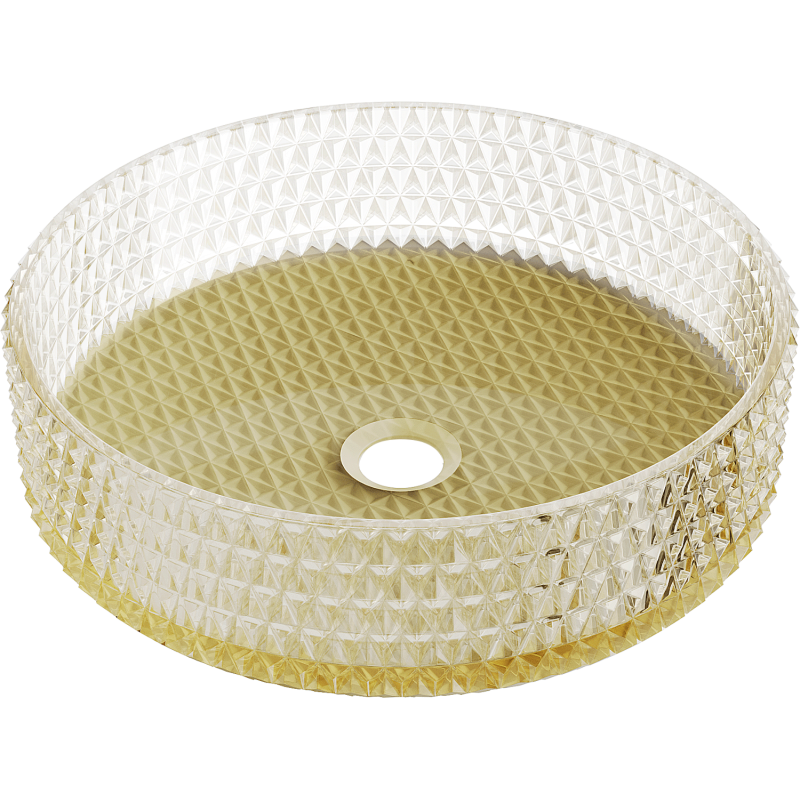 Mexen Aura szklana umywalka nablatowa 39 x 39 cm, transparent/złota - 24013951