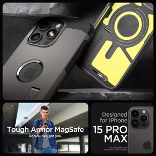 Etui Spigen Tough Armor Mag do MagSafe do iPhone 15 Pro Max Gunmetal - Etui i futerały do telefonów - miniaturka - grafika 14