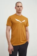 Koszulki męskie - Salewa t-shirt sportowy Solidlogo kolor brązowy z nadrukiem - miniaturka - grafika 1