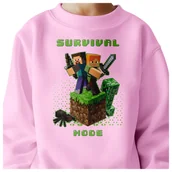 Bluzy dla dziewczynek - BLUZA DZIECIĘCA MINECRAFT 134-140 DLA DZIEWCZYNKI CHŁOPCA JAKOŚĆ - miniaturka - grafika 1