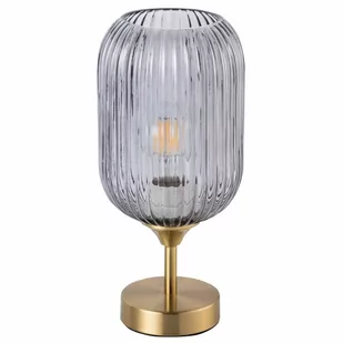 Polux Loftowa LAMPA biurkowa SUFFOLK 318886 szklana LAMPKA plisowana tuba stołowa sypialniana przydymiona 318886 - Lampy stojące - miniaturka - grafika 1