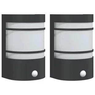 vidaXL Kinkiety zewnętrzne z czujnikiem ruchu, 2 szt., czarne, stal - Lampy ogrodowe - miniaturka - grafika 1