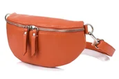 Nerki - Pomarańczowa Damska Skórzana Włoska Saszetka Nerka na pasek B68 pomarańczowy - miniaturka - grafika 1