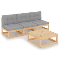 Meble ogrodowe - vidaXL 4-cz. zestaw wypoczynkowy do ogrodu, z poduszkami, lita sosna 3076354 - miniaturka - grafika 1