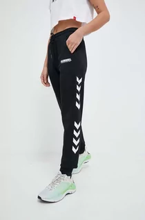 Spodnie damskie - Hummel spodnie dresowe kolor czarny z nadrukiem - grafika 1