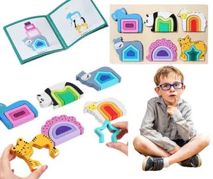 PUZZLE DREWNIANE EDUKACYJNE ZWIERZĘTA MONTESSORI - Puzzle - miniaturka - grafika 1