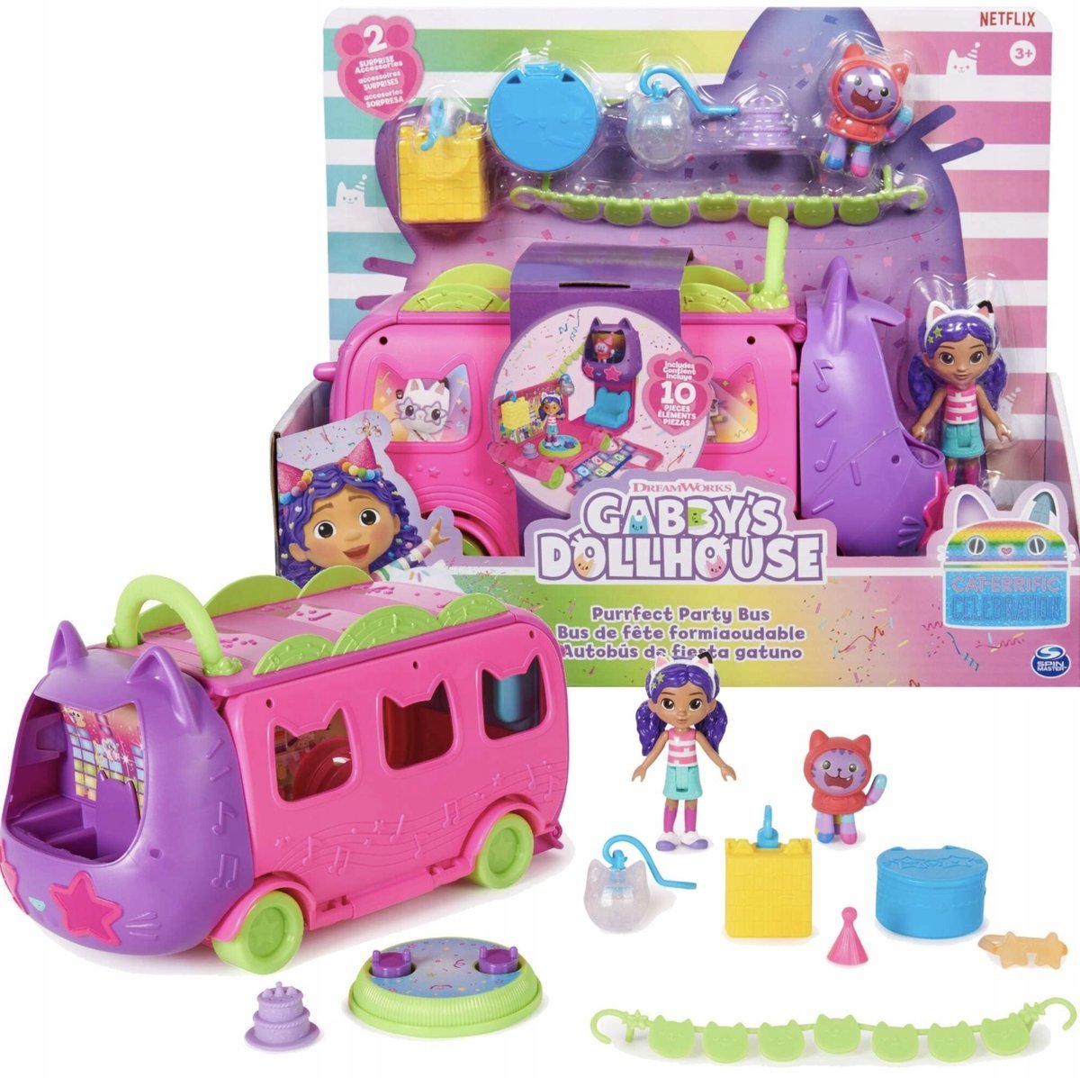 KOCI DOMEK GABI IMPREZOWY KOCI AUTOBUS PARTY BUS Z FIGURKAMI I AKCESORIAMI