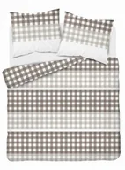 Pościel - Detexpol Pościel satynowa 220x200 beżowa kratka 4914 B Home Satin 80 - miniaturka - grafika 1