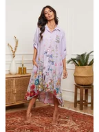 Sukienki - Fleur de Lin Lniana sukienka "Faroudja" w kolorze fioletowym - miniaturka - grafika 1