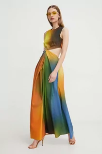Sukienki - Silvian Heach sukienka bawełniana maxi rozkloszowana - grafika 1