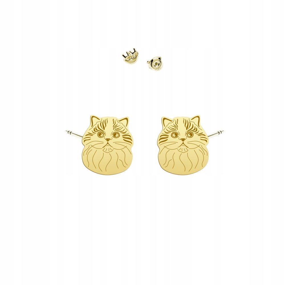 Kolczyki Złote Kot Szkocki Straight 925 Biżuteria Prezent DEDYKACJA GRATIS