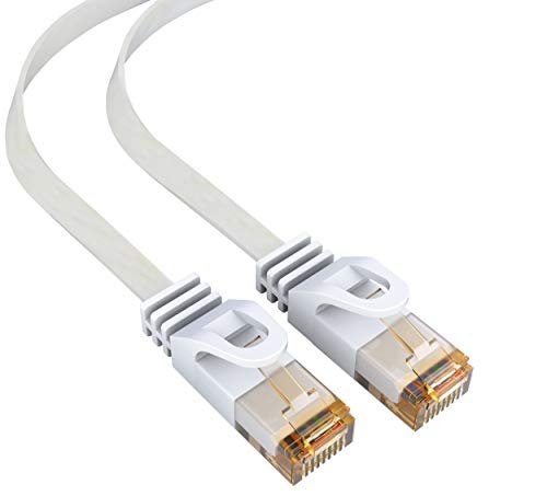 mumbi Kabel LAN 1 m CAT 6 kabel sieciowy płaski CAT6 Ethernet kabel krosowy RJ45 1 metr, biały