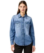Koszule damskie - camicie donna wrangler 112362599 heritage blue melon wash - miniaturka - grafika 1