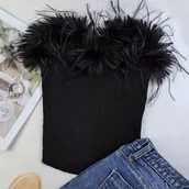 Inne - Fuzzy Top, Seksowny, Wąski Top Bez Ramiączek Na , Odzież Damska - miniaturka - grafika 1