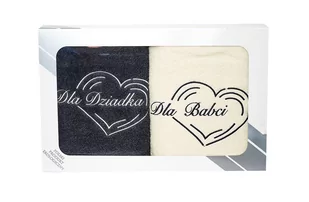 Komplet ręczników w pudełku 2 szt 70x140 Dla Babci i Dziadka kremowy grafitowy - Ręczniki - miniaturka - grafika 1
