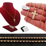 Biżuteria dla dzieci - ZŁOTY ŁAŃCUSZEK SINGAPUR 35 CM + KRZYŻYK GWARANCJA - miniaturka - grafika 1