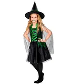 Stroje karnawałowe - STRÓJ CZAROWNICY CZARNO-ZIELONY-116 - miniaturka - grafika 1