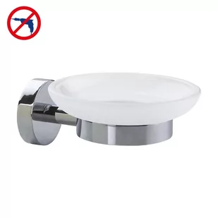 tesa TESA roztwór smooz mydelniczka (chromowany, szkło satynowane miska (zdejmowane), w zestawie, 52 MM X 110 MM X 130 MM) - Mydelniczki i dozowniki mydła - miniaturka - grafika 1