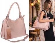 Torebki damskie - Torebka Damska Listonoszka Worek Shopper Modna Torba na Ramię MC674 Różowa - miniaturka - grafika 1