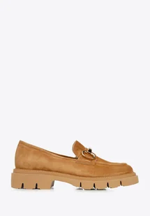 Damskie mokasyny zamszowe z klamerką na platformie brązowe - Wittchen - Mokasyny damskie - miniaturka - grafika 1