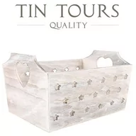 Pudła i pojemniki do przechowywania - DREWNIANA SKRZYNKA Z WYCIĘTYMI GWIAZDKAMI 28,5x19x12,5/16h cm - miniaturka - grafika 1