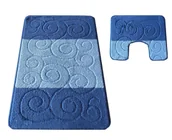 Dywaniki łazienkowe - Niebieskie dywaniki pod wannę i z wycięciem H3-S83 - miniaturka - grafika 1