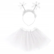 Dodatki do strojów karnawałowych - STRÓJ ŚNIEŻYNKA OPASKA PŁATKI ŚNIEGU + SPÓDNICZKA TIULOWA TUTU BIAŁA - miniaturka - grafika 1