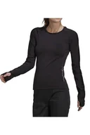Bluzki damskie - Koszulka damska Adidas Studio Backless sportowa czarna z długim rękawem -L - miniaturka - grafika 1