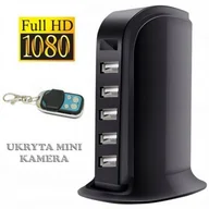 Minikamery i aparaty szpiegowskie - Ładowarka USB HUB - Ukryta Mikro Kamera FHD, Nagrywająca Obraz/Dźwięk + Detekcja Ruchu + Pilot. - miniaturka - grafika 1