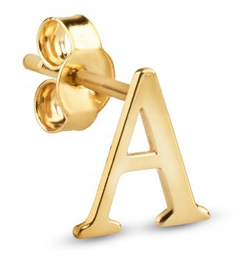 KLASYCZNY ZŁOTY POJEDYNCZY KOLCZYK Z TWOJĄ LITERKĄ LITERKA 8KT 333